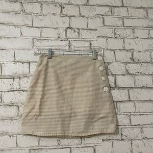 UO Plaid gingham side button mini skirt yellow